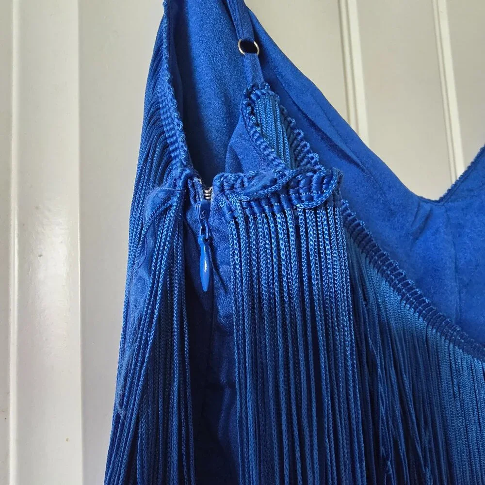 Showpo Siofra Mini Dress Blue Zig Zag Fringe Tassel Party Festival US 14 / EU 46 - Picture 11 of 16